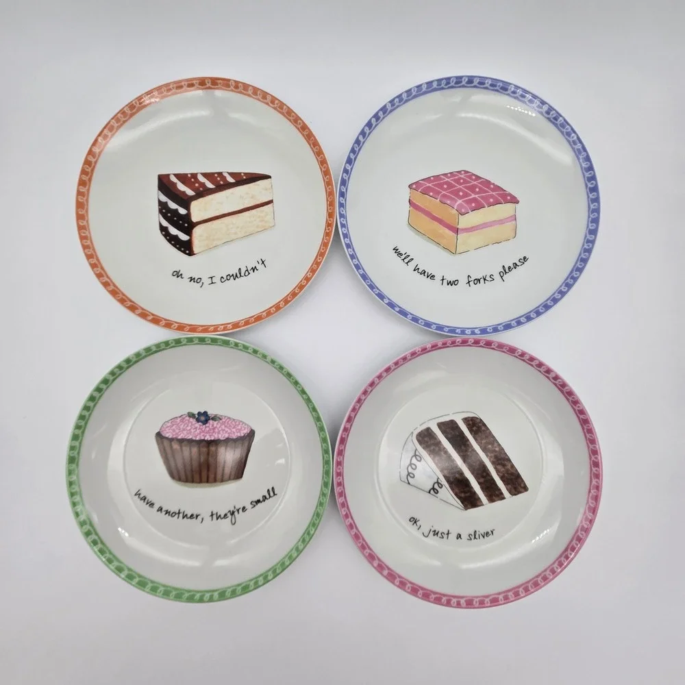 Boston Warehouse Dessert Excuses Plate Set/4 6.5
